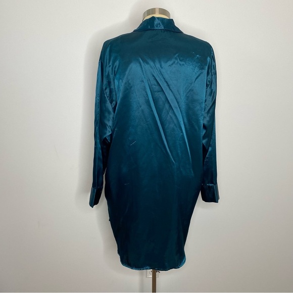 Victoria's Secet Gold Label Vintage Teal Double Breasted Long Sleeve Nightgown - Picture 2 of 11
